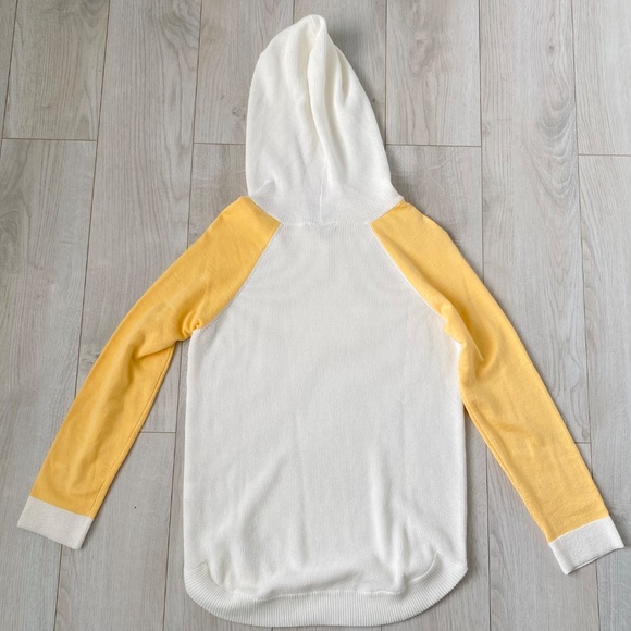 Orange and Off-White Colorblock Hooded Pullover Sweater - Picture 8 of 8
